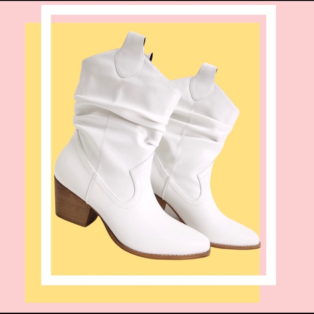 Western mid-calf boots - white
